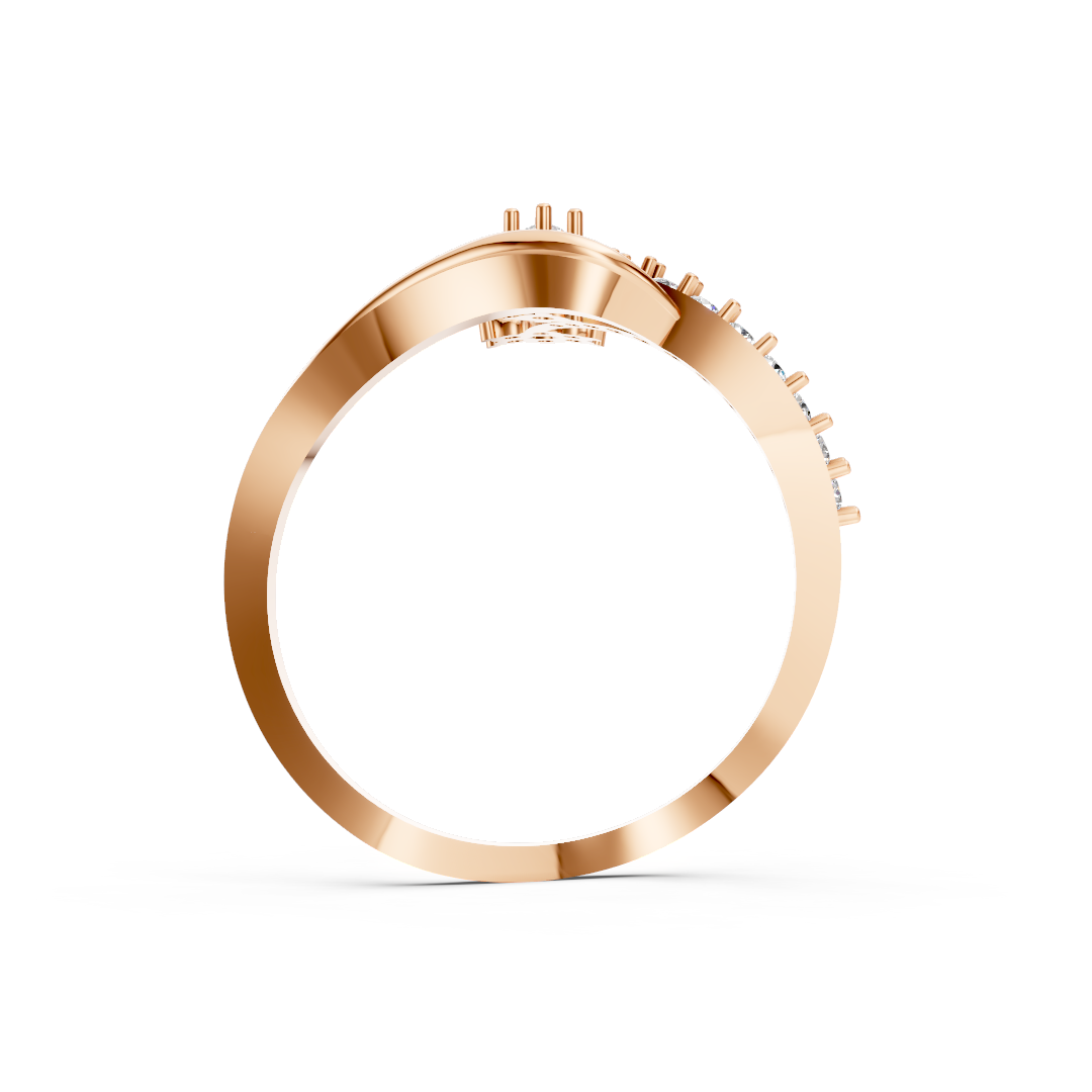 Rose Gold Floral Diamond Bypass Ring