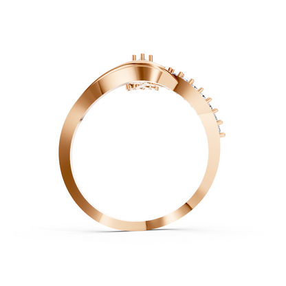 Rose Gold Floral Diamond Bypass Ring