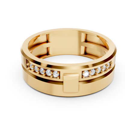 Yellow Gold Men's Diamond Link Band Ring