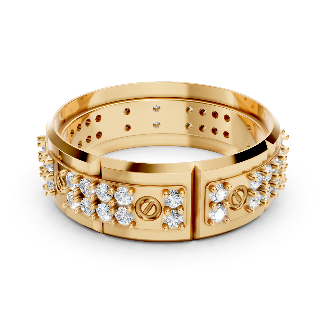 Yellow Gold Diamond Screw Band Ring