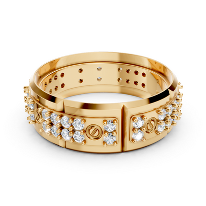 Yellow Gold Diamond Screw Band Ring