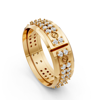 Yellow Gold Diamond Screw Band Ring
