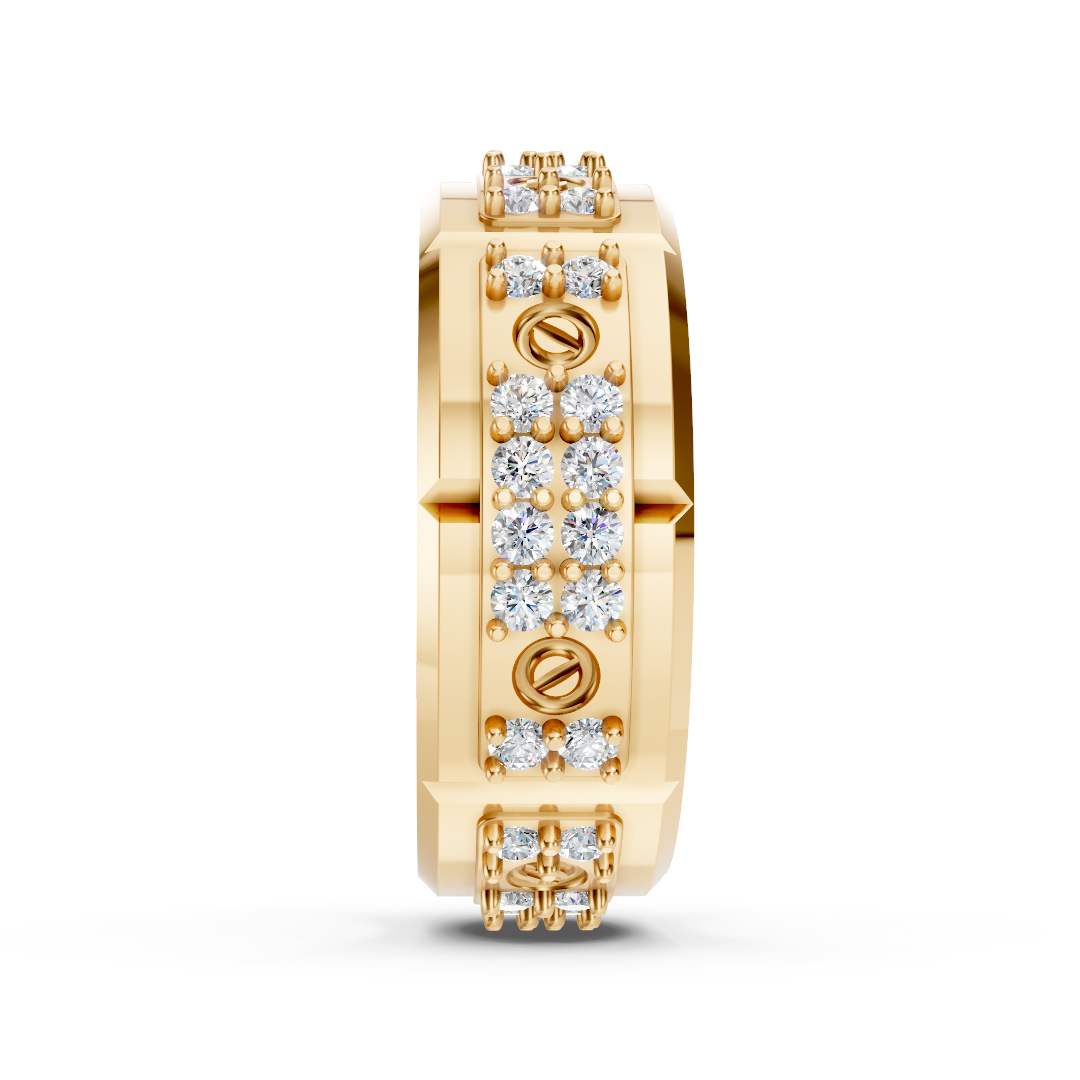 Yellow Gold Diamond Screw Band Ring