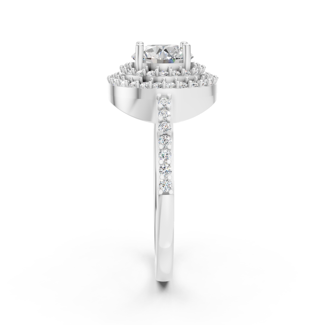 925 Silver Round Diamond Double Halo Ring