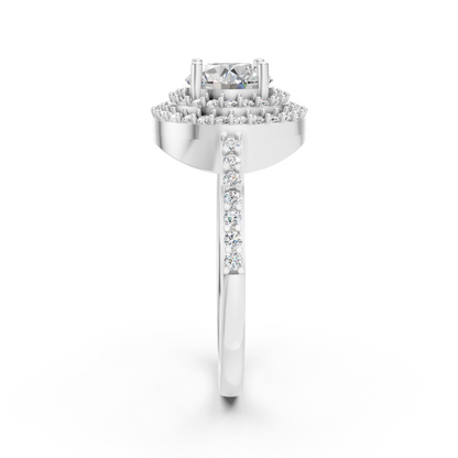 925 Silver Round Diamond Double Halo Ring