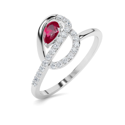 White Gold Ruby Pavé Loop Diamond Ring