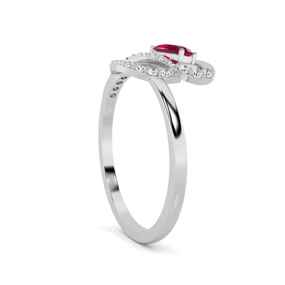 White Gold Ruby Pavé Loop Diamond Ring