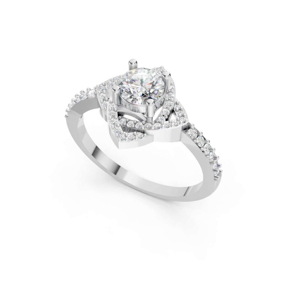 925 Silver Rhombus Pavé Diamond Halo Ring