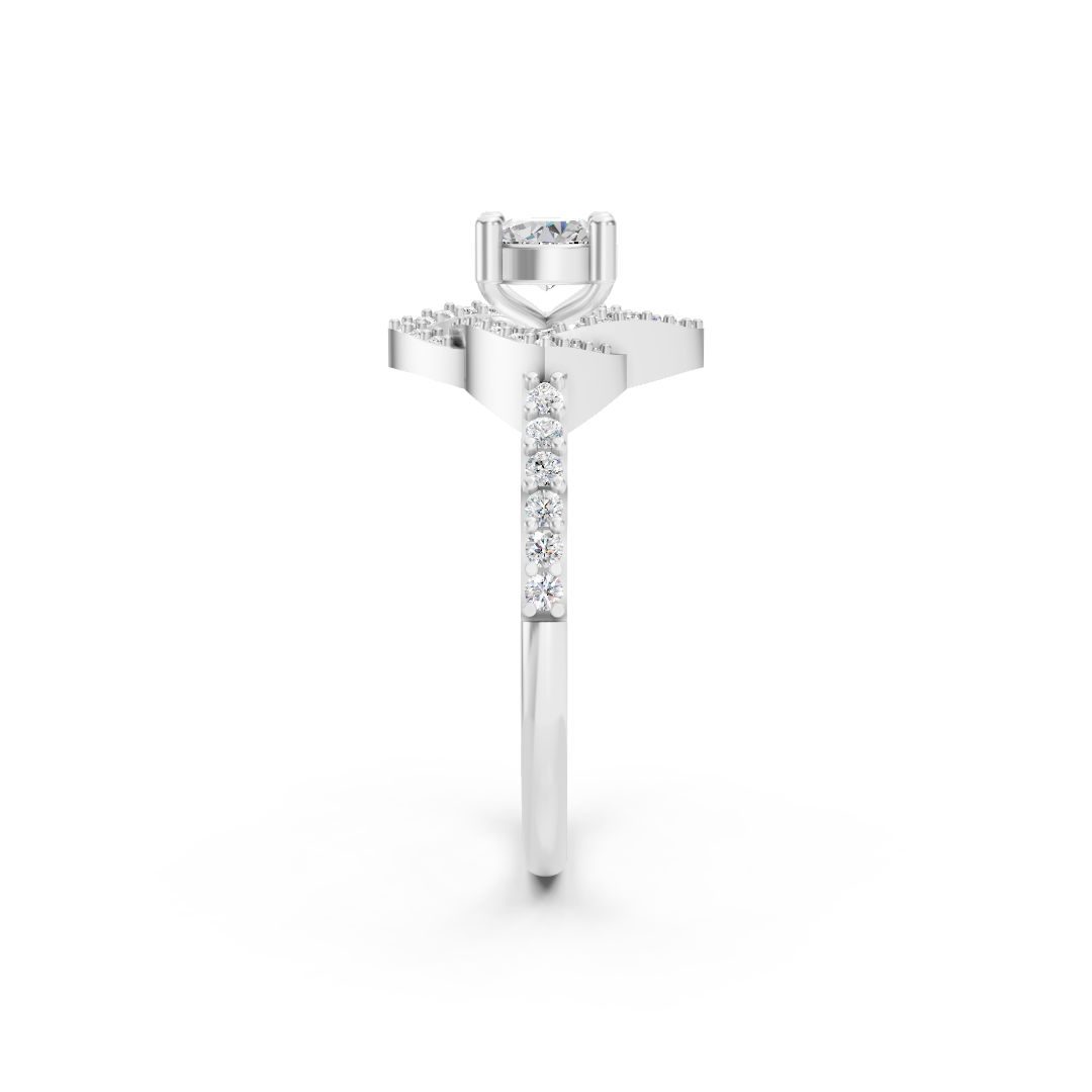 925 Silver Rhombus Pavé Diamond Halo Ring