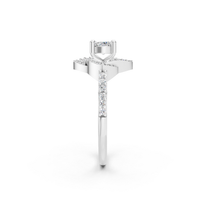 925 Silver Rhombus Pavé Diamond Halo Ring