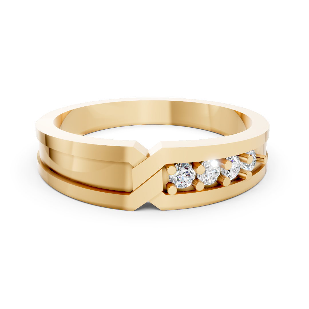 Yellow Gold Three Diamond Men's Band Ring
