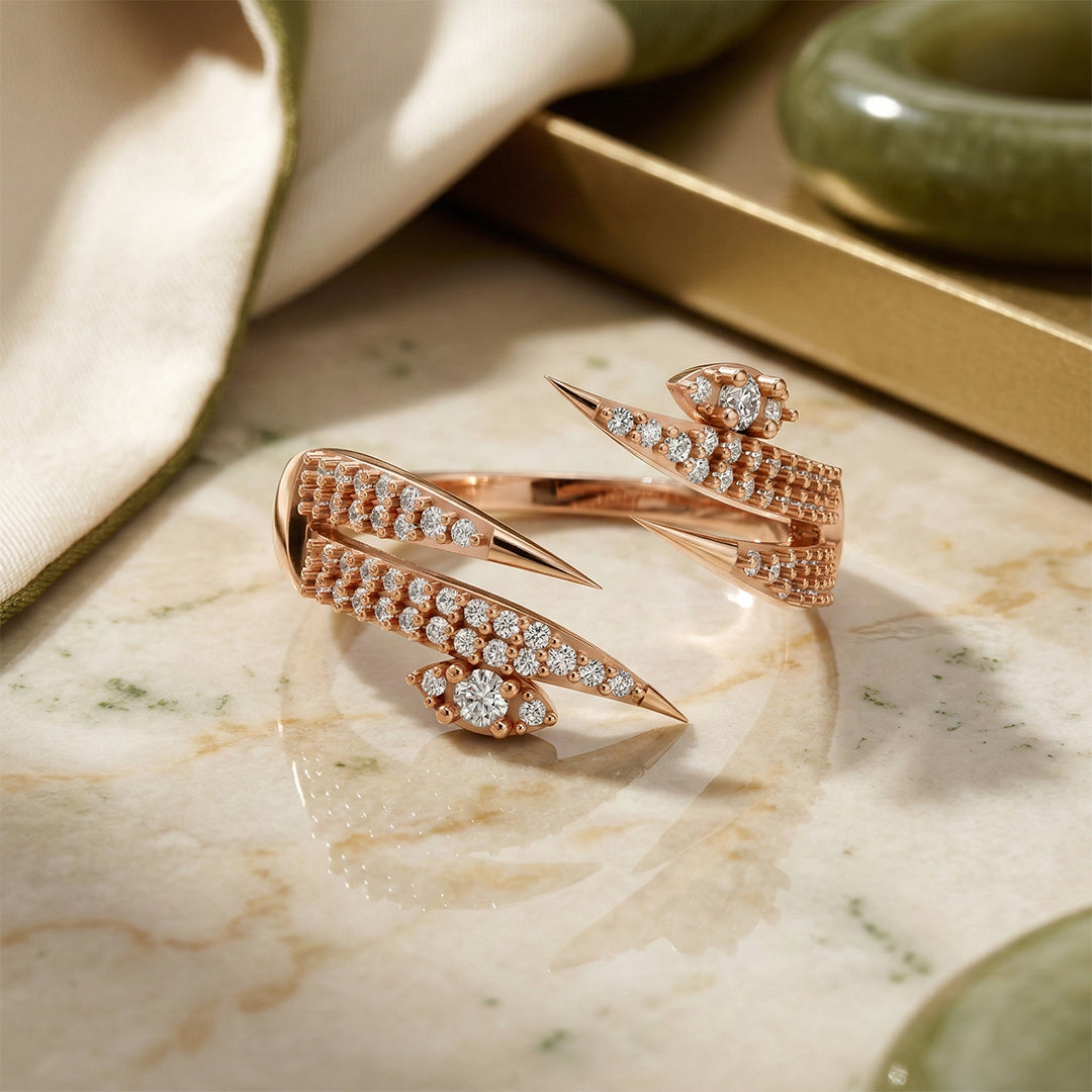 Yellow Gold Cluster Diamond Square Ring