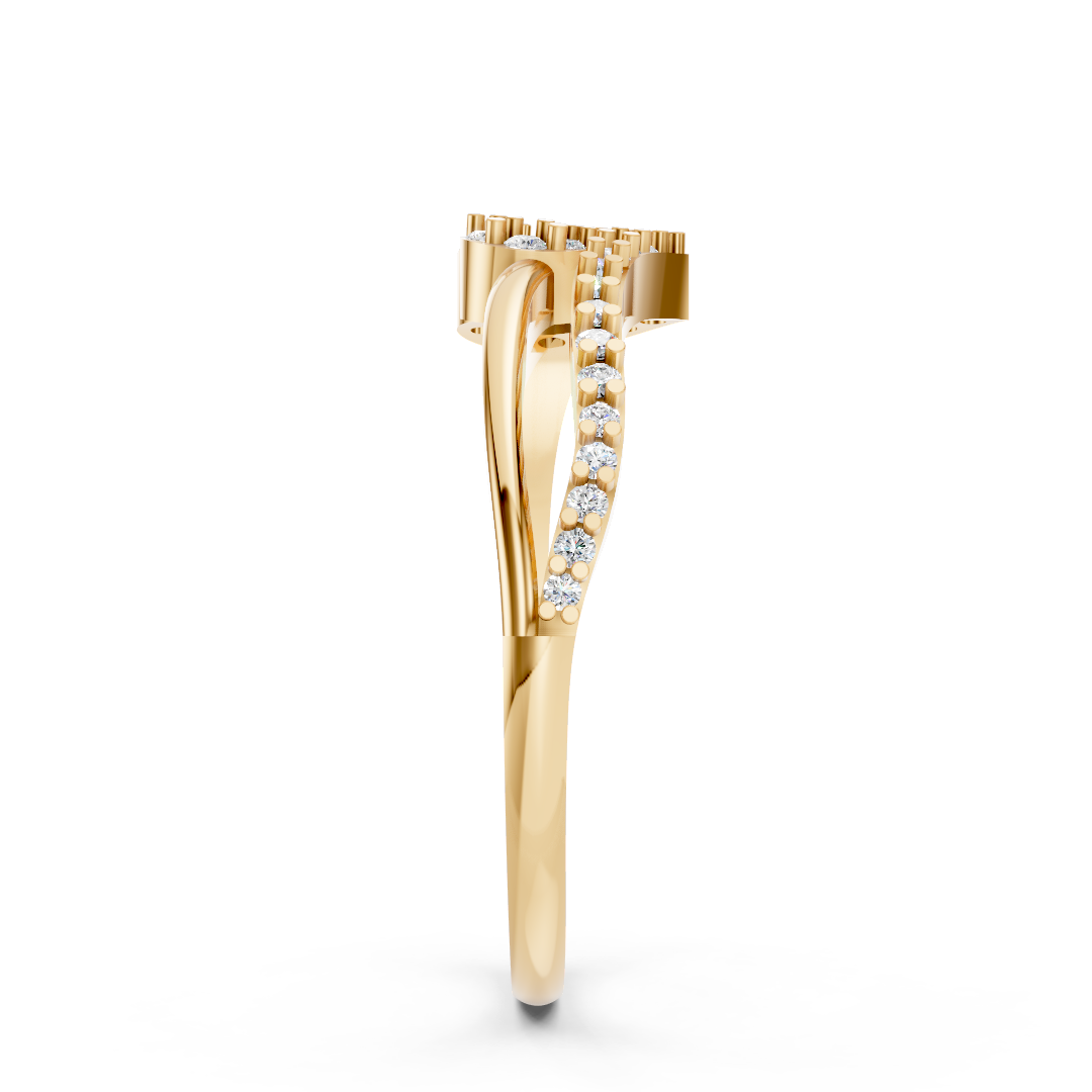 Yellow Gold Cloud Diamond Cluster Ring