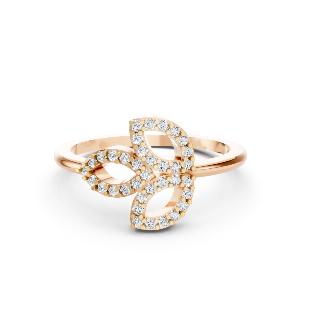 Rose Gold Open Petal Diamond Floral Ring