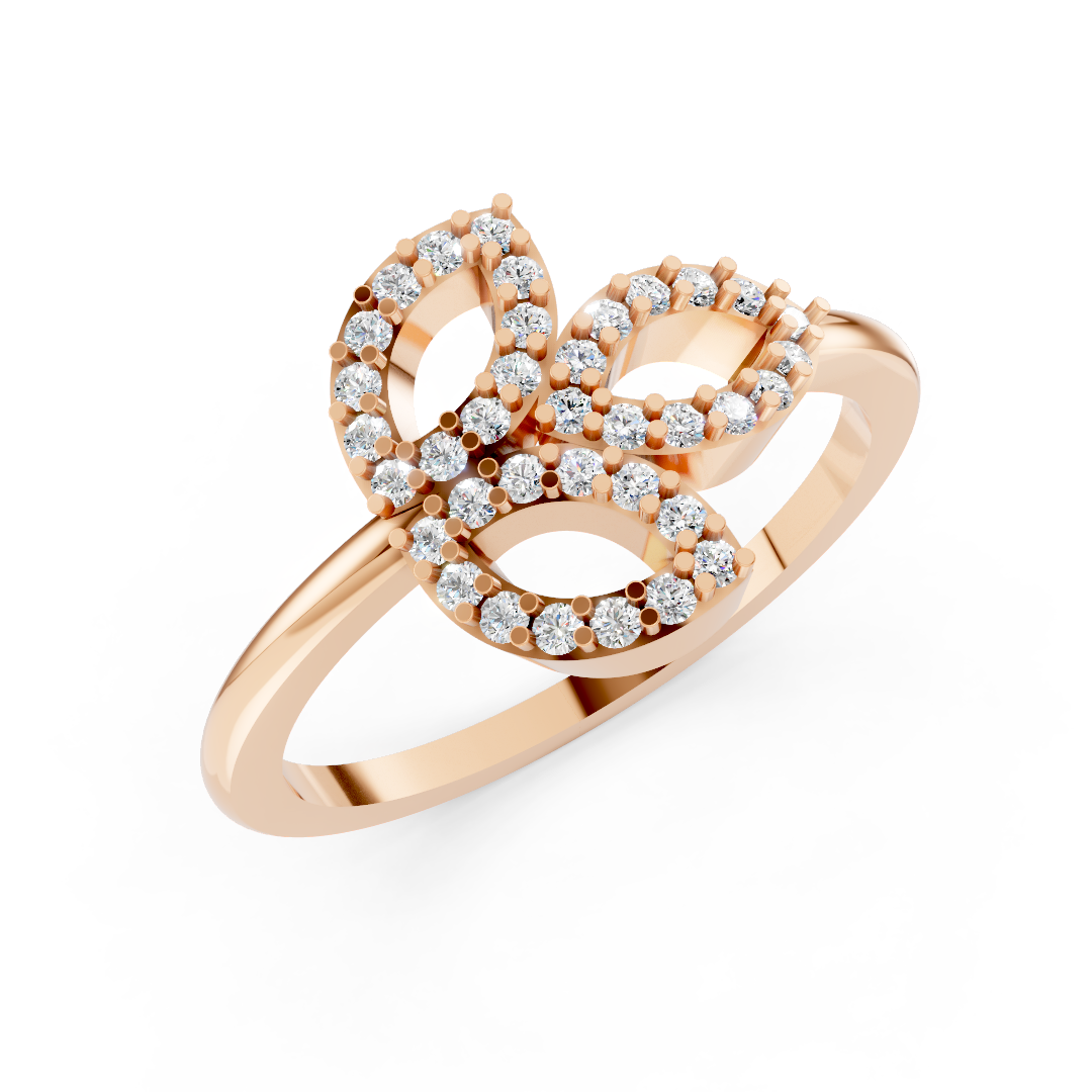 Rose Gold Open Petal Diamond Floral Ring
