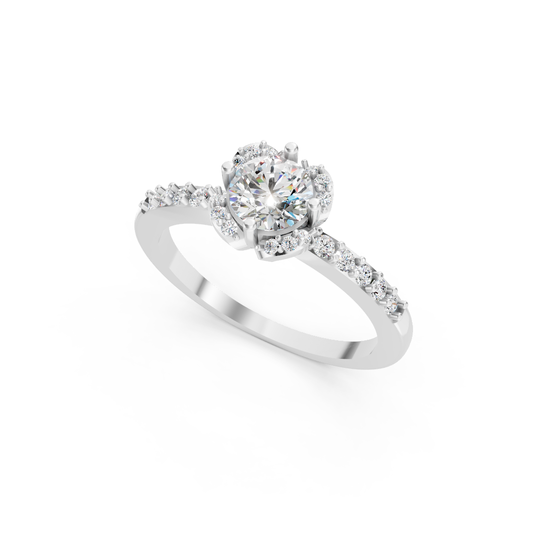 925 Silver Diamond Floral Halo Ring