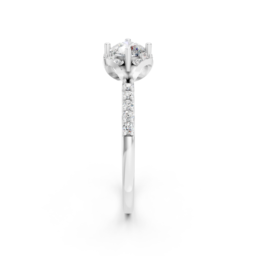 925 Silver Diamond Floral Halo Ring