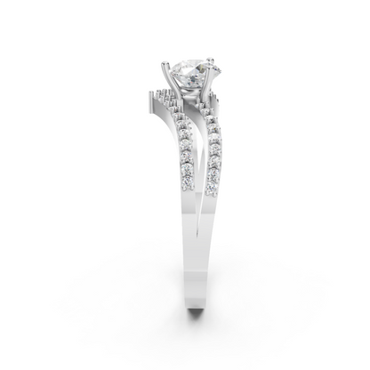925 Silver Round Diamond Split Shank Ring