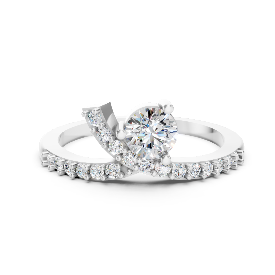 925 Silver Diamond Bypass Solitaire Ring