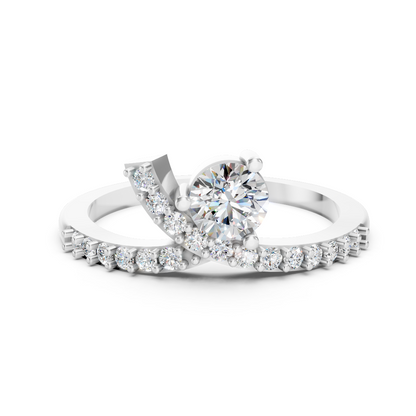 925 Silver Diamond Bypass Solitaire Ring
