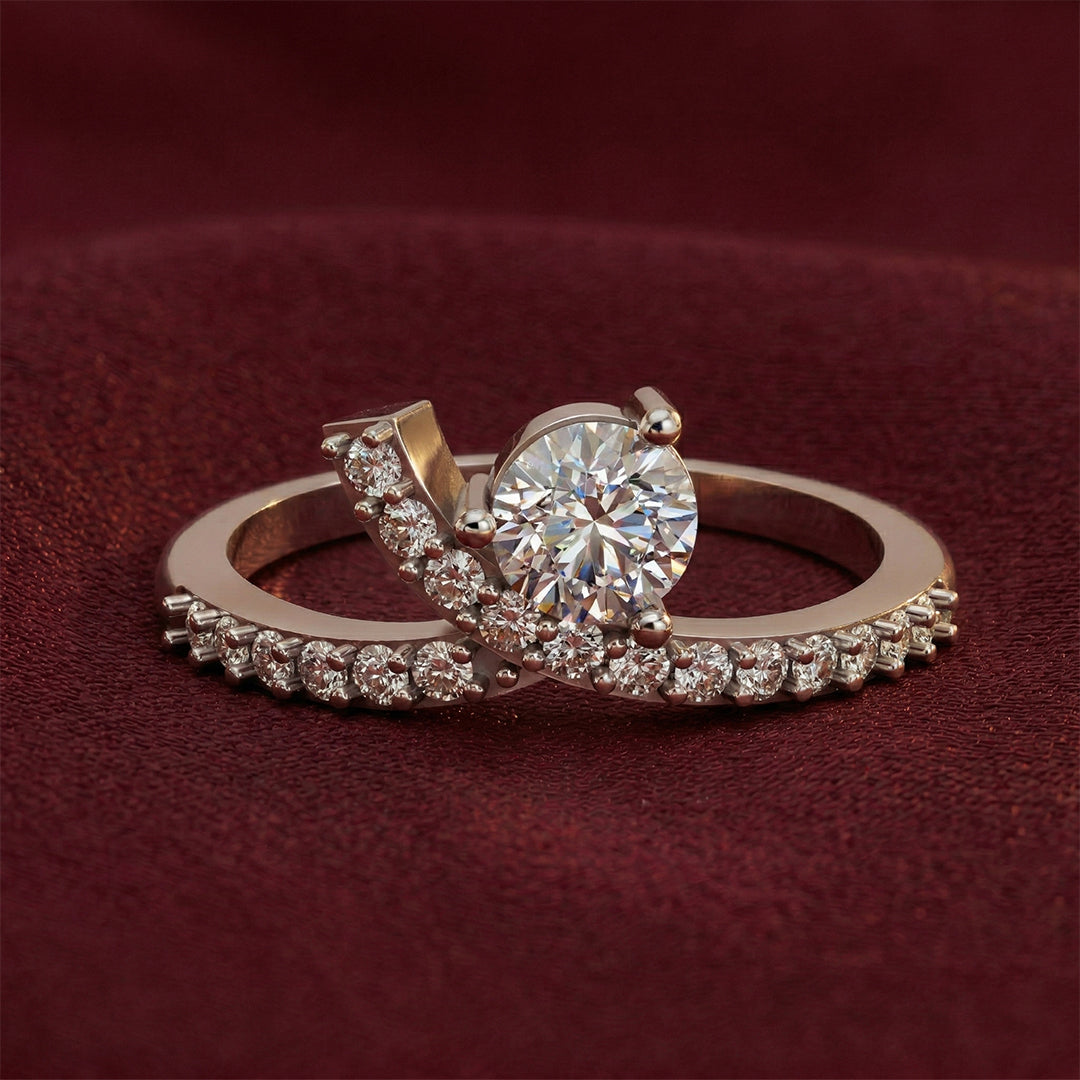 925 Silver Diamond Bypass Solitaire Ring