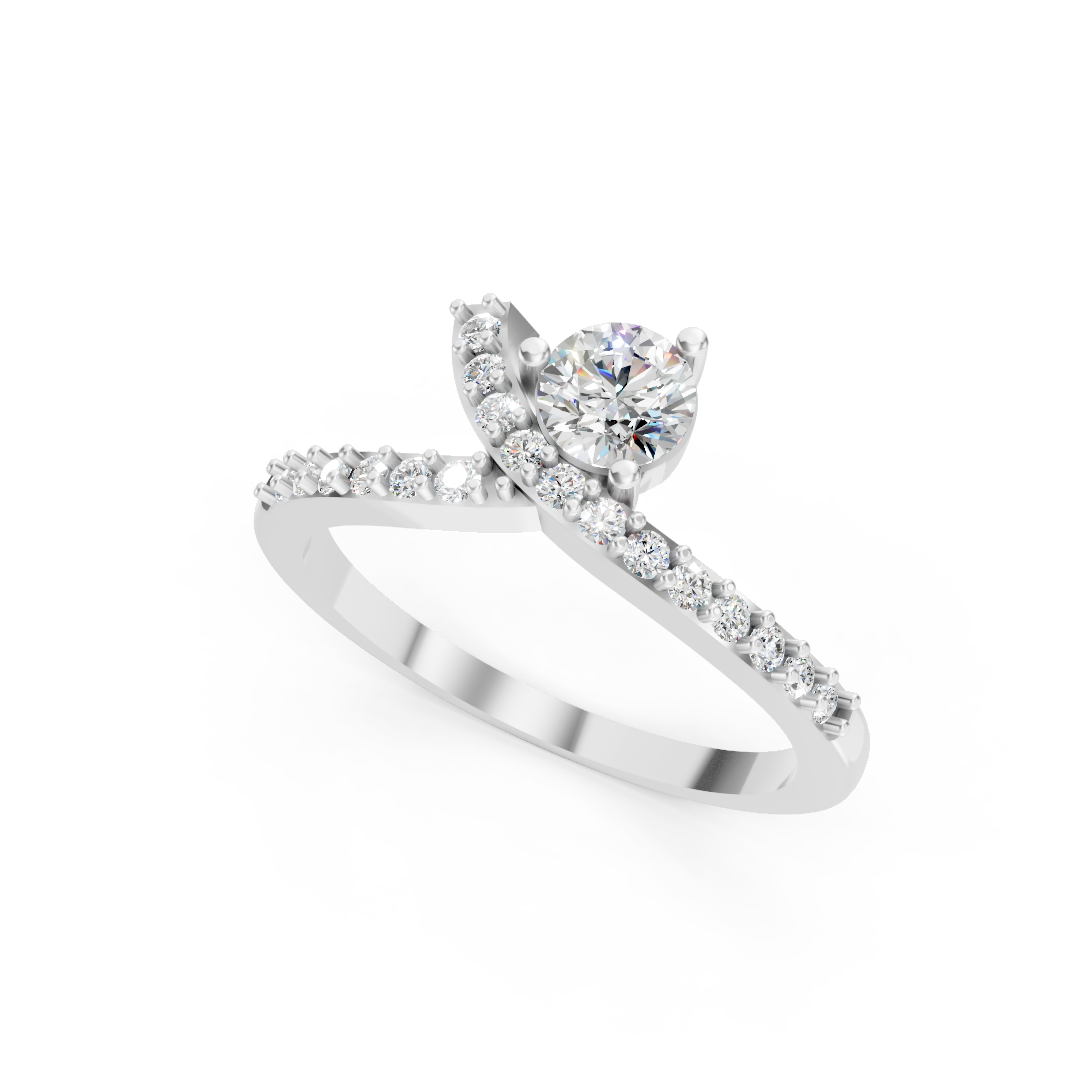 925 Silver Diamond Bypass Solitaire Ring