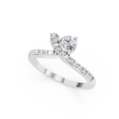 925 Silver Diamond Bypass Solitaire Ring