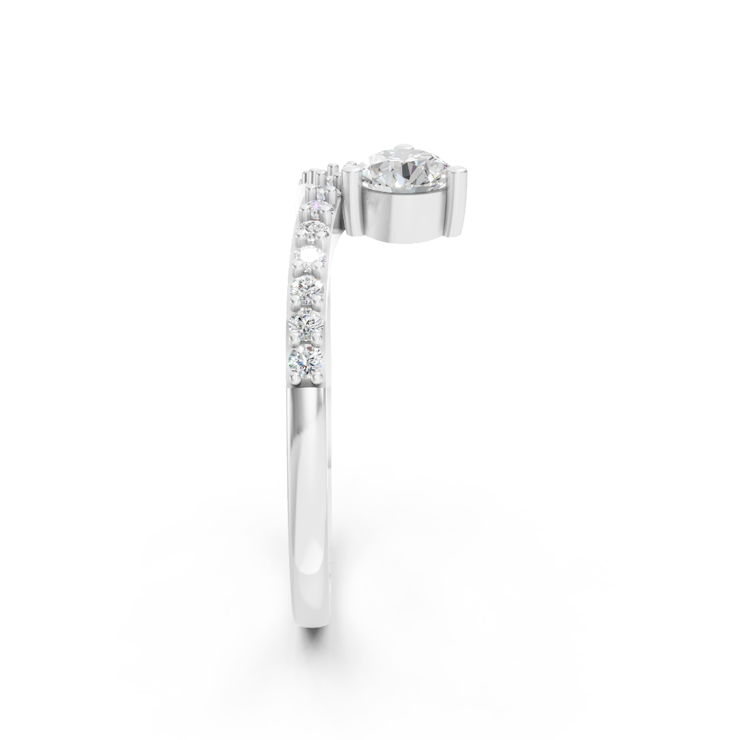 925 Silver Diamond Bypass Solitaire Ring