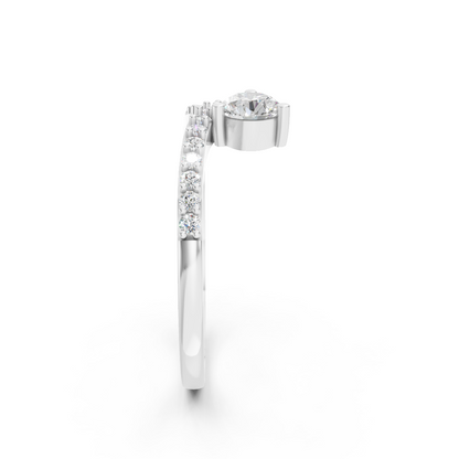 925 Silver Diamond Bypass Solitaire Ring
