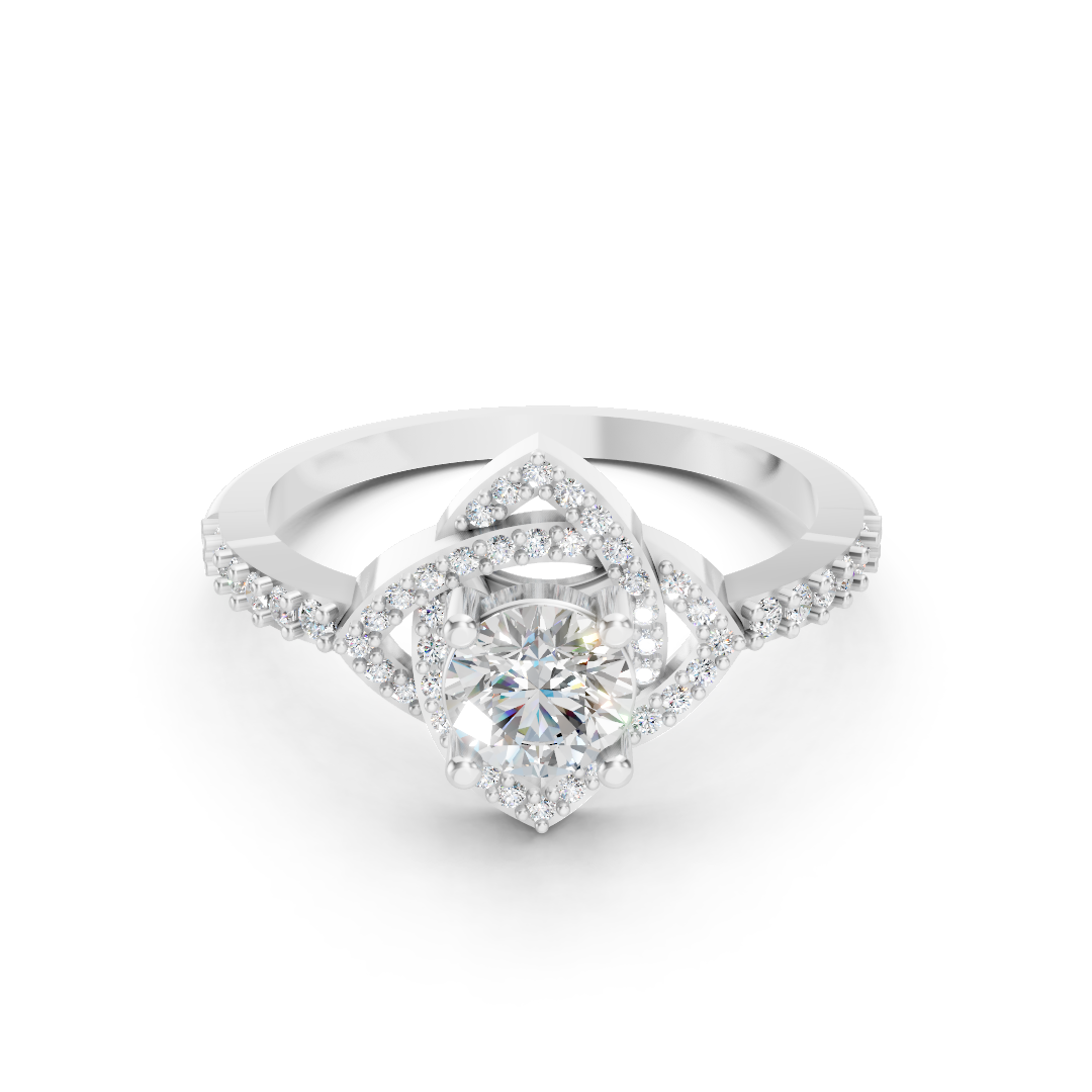 925 Silver Diamond Rhombus Halo Twist Ring