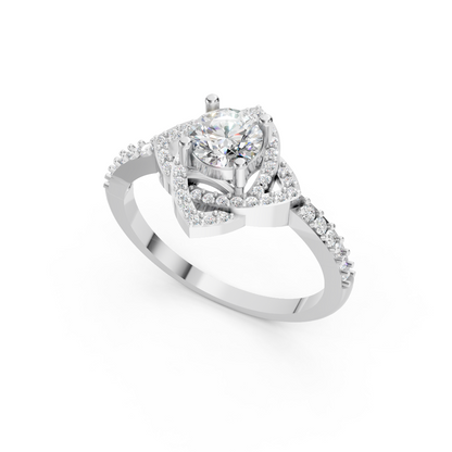925 Silver Diamond Rhombus Halo Twist Ring