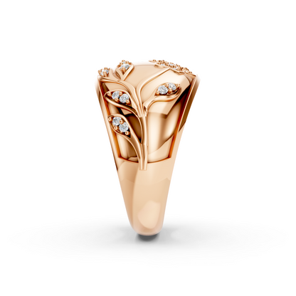 Rose Gold Floral Vine Diamond Dome Ring
