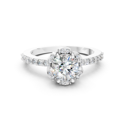 925 Silver Round Diamond Halo Twist Ring