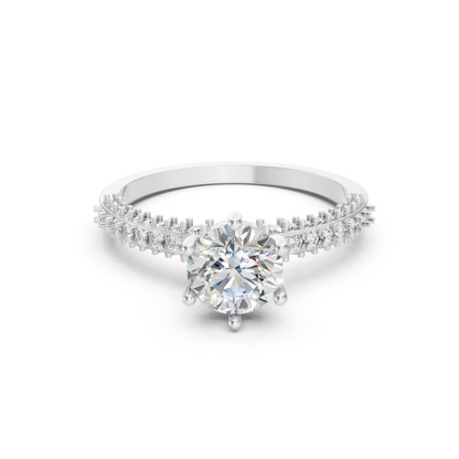 925 Silver Six-Prong Solitaire Diamond Ring