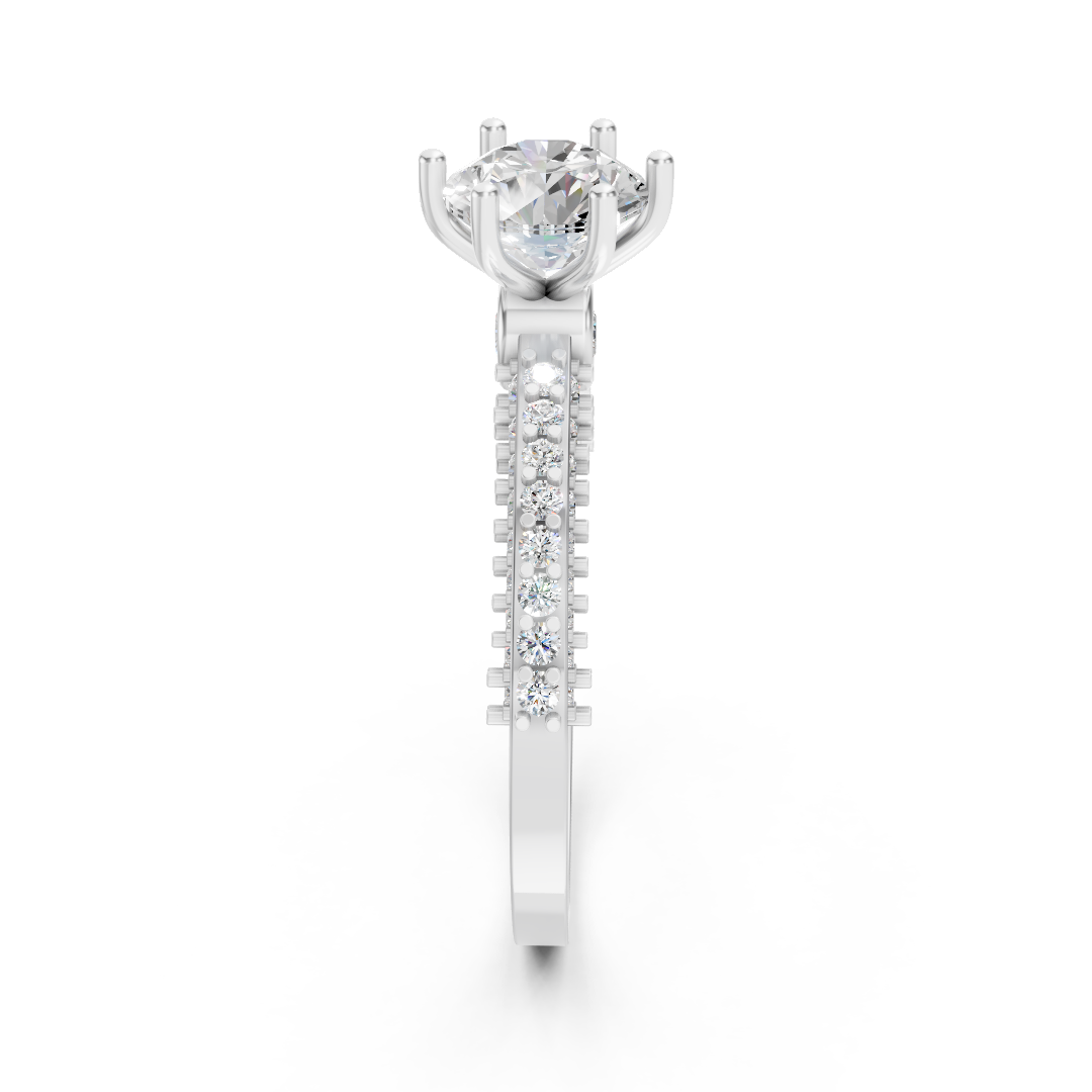 925 Silver Six-Prong Solitaire Diamond Ring