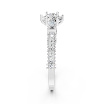 925 Silver Six-Prong Solitaire Diamond Ring