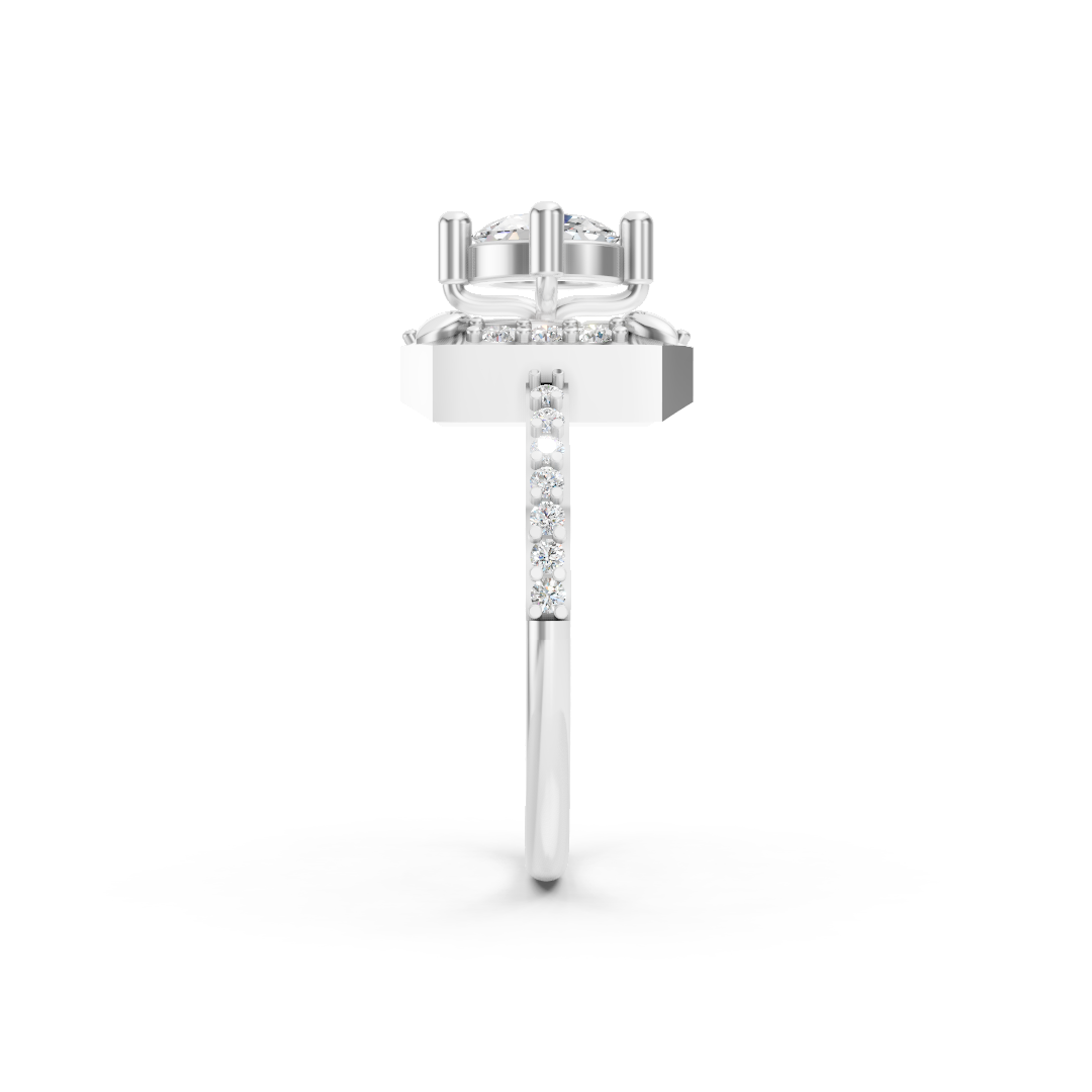 925 Silver Square Halo Diamond Statement Ring